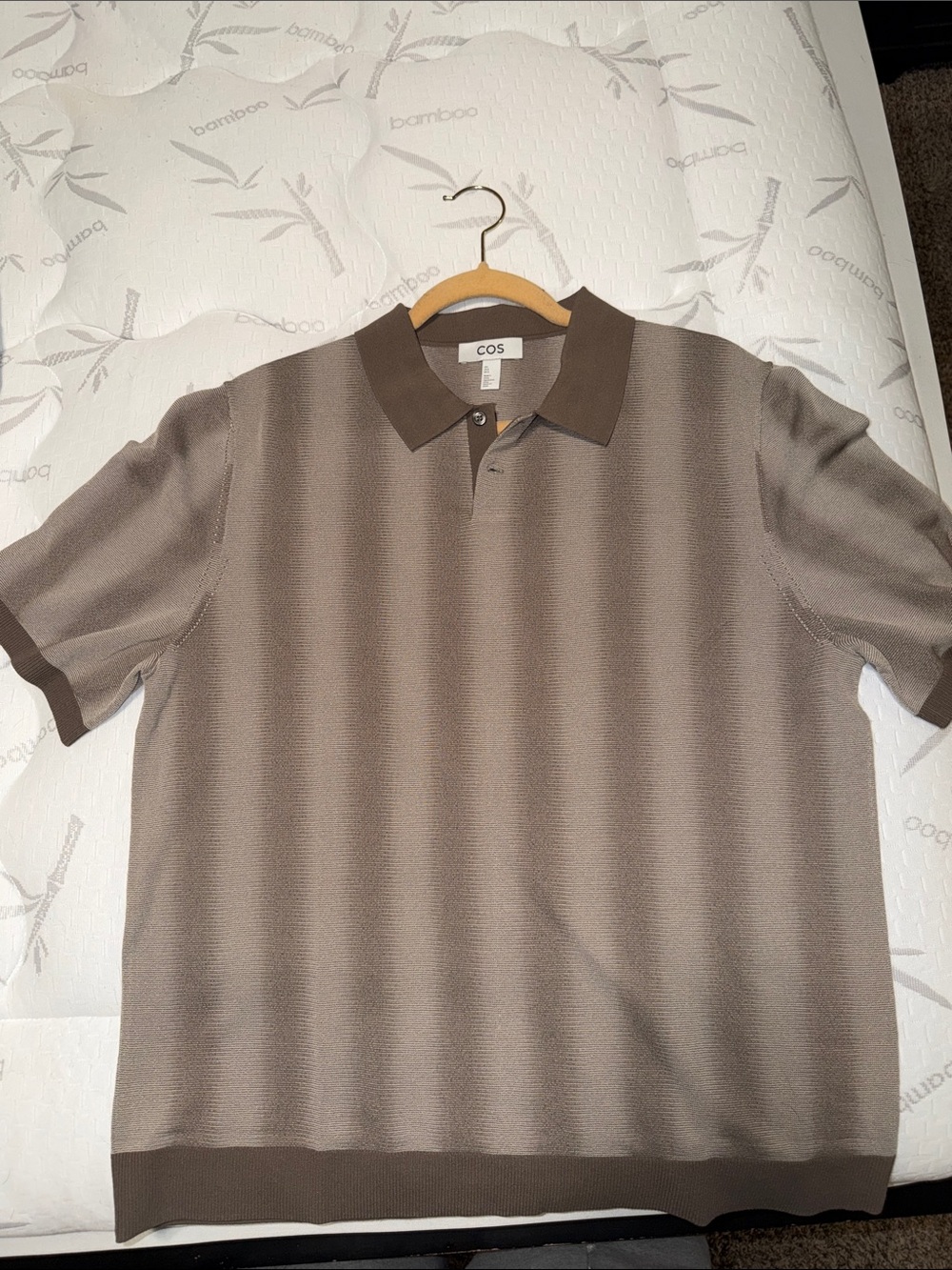 COS Men's Taupe-Brown Short-Sleeve Polo